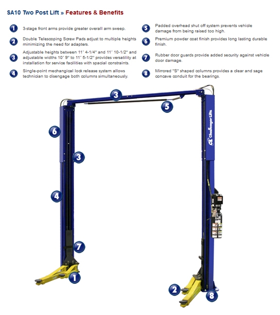 Challenger-SA10 Car Lift - 10,000 lb 10